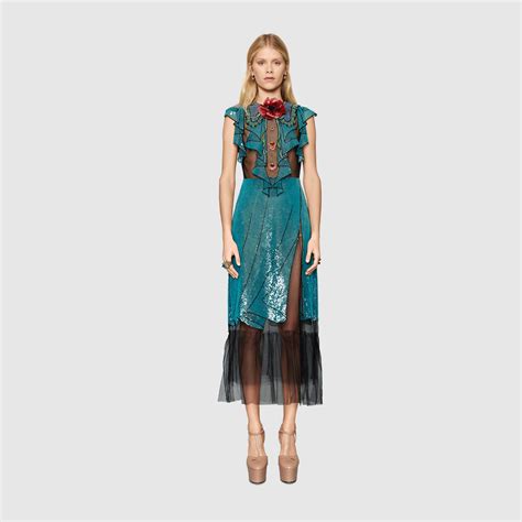 gucci dress print|Gucci embroidered dress.